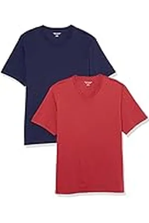 Amazon Camiseta de manga corta, cuello de pico, corte recto (disponible en tallas grandes y largos especiales) Hombre, Pack de 2, , XL