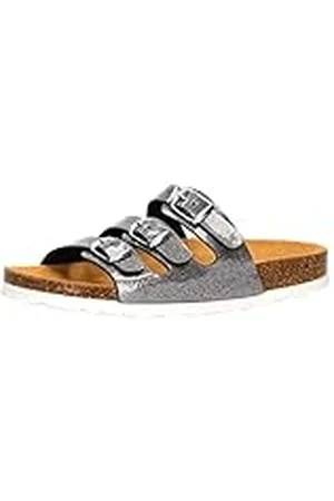 LICO Bioline Kids Glitter, Pantuflas, Plata, 32 EU