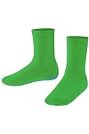 Falke Catspads K HP algodón lana puños en la suela 1 par, Calcetines para casa Unisex niños, Verde (Vivid Green 7231), 19-22