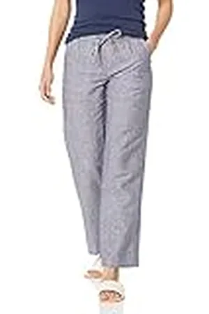 Amazon Pantalón de Pierna Ancha con Cordón Ajustable en Mezcla de Lino (Disponible en Tallas Grandes) Mujer, , XXL