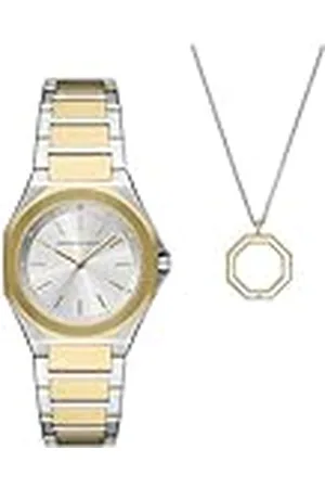 Armani Exchange Reloj Analógico para Mujer de Cuarzo con Correa en Acero Inoxidable AX7161SET