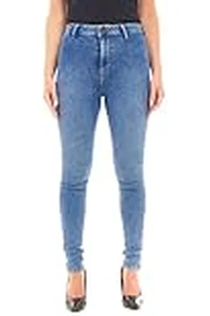 M17 Women Ladies High Waisted Denim Jeans Skinny Fit Casual Cotton Trousers Pants with Pockets (22, Acid Blue) Mujer