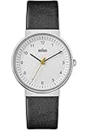 von Braun Ladies 3-Hand Analogue Quartz Watch, Dial and Black Leather Strap, 33mm Stainless Steel Case, Model BN0031WHBKL.