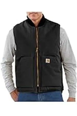 Carhartt Hombre, Chaleco Con Cuello Acanalado, Aislado, En Lona De Algodón Resistente, Ajuste Ligeramente Holgado, , M
