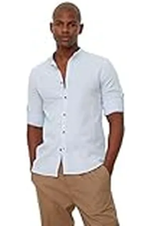 Trendyol Blue Men Basic Judge Apolfent-Camiseta de Manga Larga para Hombre, , S