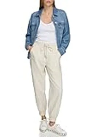 DKNY Pull On Tie Waist Side Stripe Trousers Pantalones de chándal, , L De Las Mujeres