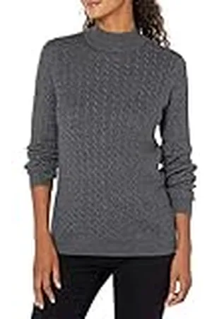 Amazon Jersey Trenzado Ligero de Manga Larga con Cuello Perkins y Corte Clásico Mujer, , XL