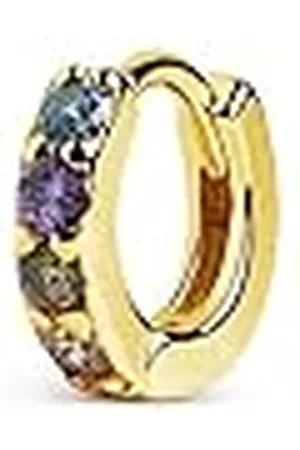 SINGULARU Pendiente Suelto Aro Cleo S . Plata de Ley 925 con Acabado Baño de Oro de 18 Kt. Cierre Congo. Joyas para Mujer