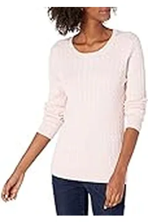 Amazon Jersey de Cuello Redondo y Manga Larga en Ligero Punto Trenzado (Disponible en Tallas Grandes) Mujer, , L