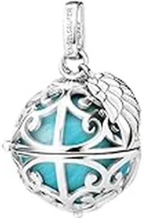 Engelsrufer Collar con colgante de alas de plata de ley con bola de sonido intercambiable M de color para mujer, colgante para abrir, tamaño: 19,5 cm, ER-23-26-M, M, Plata esterlina, No es