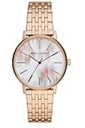 Armani Exchange Reloj para mujer, Movimiento de cuarzo de tres agujas, caja de acero inoxidable dorado rosa de 36MM con correa de acero inoxidable, AX5589
