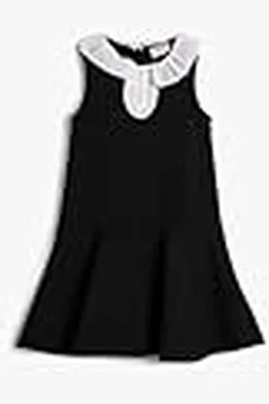 Koton Mini Dress Sleeveless Peter Pan Neck Color Contrast Button Detail Cotton, Vestido niñas,