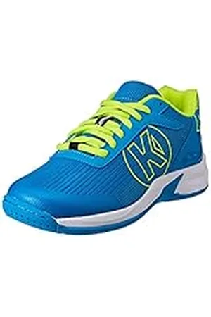 Kempa Attack 2.0 Junior, Zapatilla de Balonmano, Azul/Amarillo Fluor, 28 EU