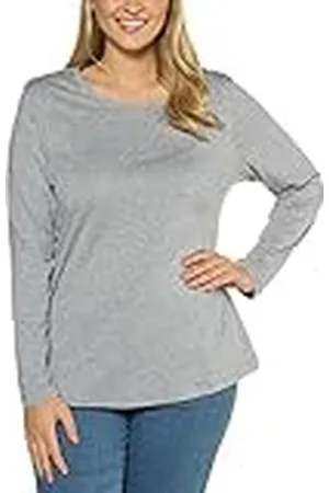 Ulla Popken Camiseta Básica, Cuello Redondo, Ajustada, Manga Larga, Camiseta para Mujer, , 54-56