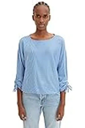 TOM TAILOR 1035680 Camiseta, 31347-Small Mid Blue White Stripe, S para Mujer
