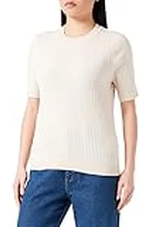 Object Objnoelle S/S Camiseta de Punto Noos, Sandshell/Detalle: Melange, S para Mujer