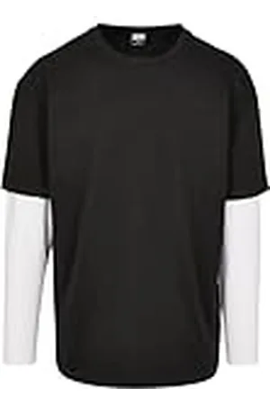 Urban classics Oversized Shaped Double Layer Ls Tee, Camiseta Hombre, Multicolor (Black/White), X-Large