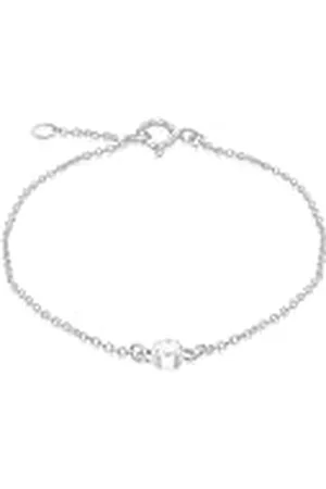 Amazon Pulsera ajustable de esterlina con cabujón blanco de madreperla, piedra natal de junio, 16 a 18 cm