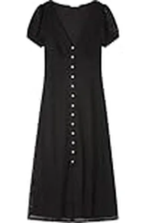 Springfield SPRINGFILED, Mujer, Vestido Midi Crochet Botones, Black, XS