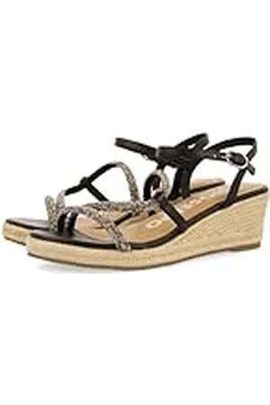 Gioseppo Sandalias Negras con Tiras con Cristales Multicolor Y CUÑA DE Yute para Mujer Catania