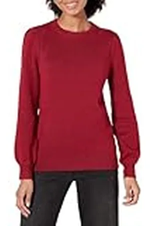 Amazon Jersey con Cuello Redondo y Hombros Plisados de Tacto Suave Mujer, , XXL