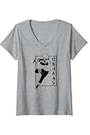 Naruto Mujer Shippuden Kakashi con kanji verticales Camiseta Cuello V