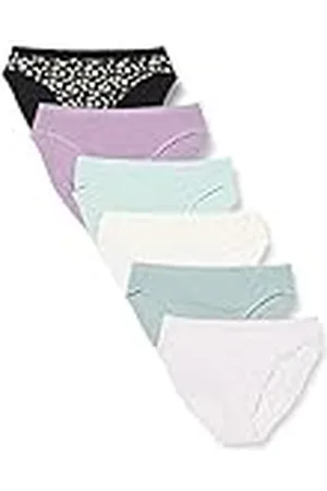 Amazon Ropa interior de algodón con pernera alta (disponible en tallas grandes) Mujer, Pack de 6, , 48