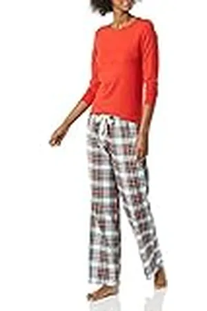 Amazon Conjunto para Dormir Ligero con Pantalón de Franela y Camiseta de Manga Larga Mujer, , XL