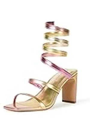THE DROP Mujer Aimee Sandalia de Tacón con Tiras en Espiral, Rosa/Oro Ombre, 39 EU