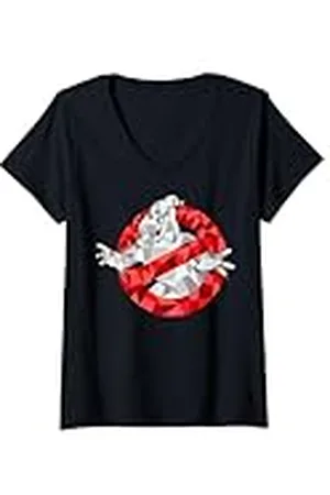 Ghostbusters Mujer Logotipo clásico de Stained Glass Camiseta Cuello V