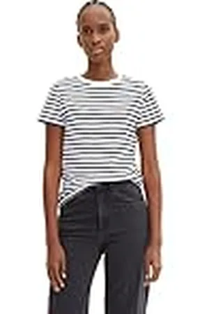 TOM TAILOR 1035867 Camiseta, 31641-White Black Stripe, XL para Mujer