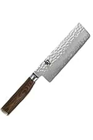 kai Shun Premier Tim Mälzer Nakiri 14 cm longitud de la hoja - Núcleo VG-MAX 61 (±1) HRC, 32 capas de Damasco pulido - Madera de Pakka veteada de color marrón medio - Superficie martillada