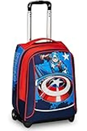 7 for all Mankind Trolley escolar Big – Disney – Capitán América, Legendary Avengers rojo y azul – Mochila doble compartimento, bolsillo para botella – Mochila escolar – Mochila Marvel Merchandising,