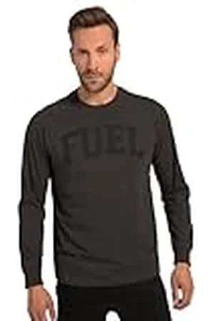 JP 1880 Long-Sleeve Top, Round Neck, Print, Up to 8 XL Camisetas, Negro, 4X-Large para Hombre