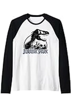 Jurassic Park Logotipo oscuro clásico de T-Rex de Camiseta Manga Raglan