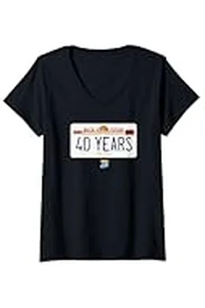 Back To The Future Mujer 40th Anniversary License Plate Camiseta Cuello V