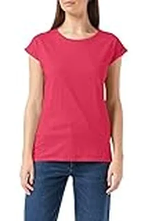 Build Your Brand Ladies Extended Shoulder tee Camiseta, Hibisco Rosa, XXXL para Mujer