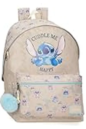 Disney Joumma Stitch Cuddle Me happy Mochila Escolar Adaptable a Carro Beige 31x44x15 cms Poliéster
