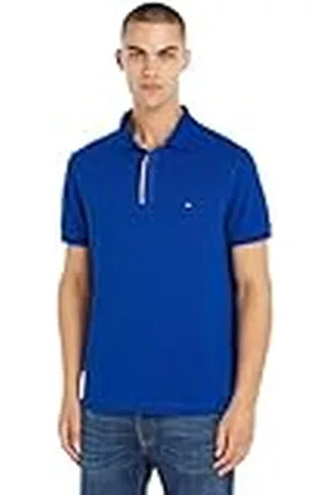 Tommy Hilfiger Men Polo Shirt Placket Short-Sleeve Regular Fit , Blue (Ultra Blue), M