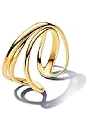 PANDORA Essence Anillo abierto de triple banda chapado en oro de 14 quilates, talla 56
