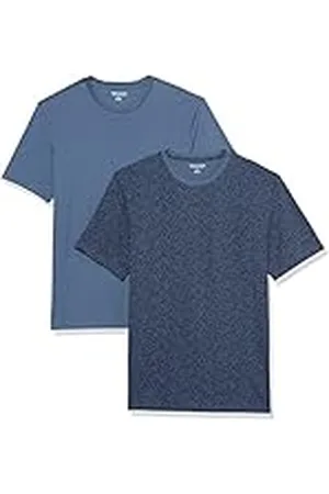Amazon Camiseta de manga corta con bolsillo, cuello redondo y corte ajustado Hombre, Pack de 2, , M