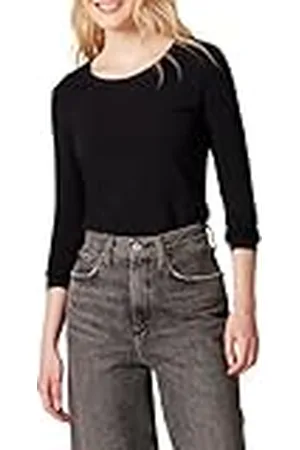 Amazon Camiseta de Cuello Caja, Manga Larga y Ajuste Clásico (Disponible en Tallas Grandes) Mujer, , XL