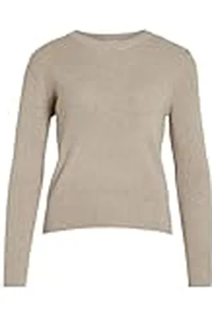 VILA Vicomfy O-Neck L/S Knit Top-Noos Jersey de Punto, Melange Natural, S para Mujer