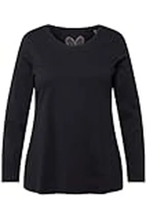 Ulla Popken Camiseta Básica, Cuello Redondo, Ajustada, Manga Larga, Camiseta para Mujer, , 58-60