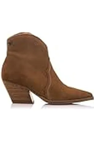MTNG Botines de tacón Mujer Botines de tacón Missouri 59743 Mujer | De Piel, con Interior Piel, caña Baja y Punta Afilada | Botines de tacón Casual | Cierre con Cremallera | 57388 | Marron