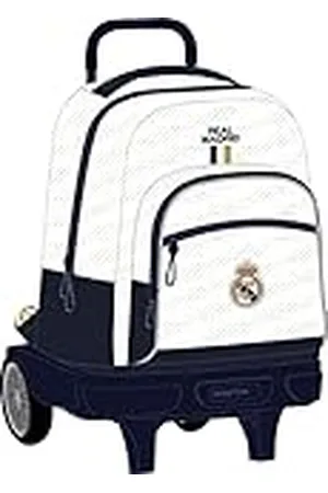 Safta REAL MADRID - Mochila Grande con Ruedas, Compact Evolución, Extraíble, Ideal para Niños de Diferentes Edades, Cómoda y Versátil, Calidad y Resistencia, 33x22x45 cm, Color