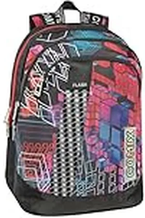 COMIX FLASH - Mochila escolar mediana y superior con 2 amplios espacios, bolsillo frontal grande, cierre de cremallera, correas acolchadas y ajustables, con led; 32 x 43 x 23 cm, 31 l,