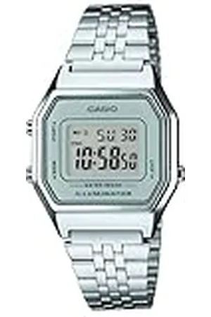 Casio Reloj Cuarzo Unisex 28.00mm con dial Digital LCD y Correa de Pulsera de Metal Plata LA680WEA-7EF
