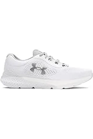 Under Armour UA W Charged Rogue 4 Deportivas de mujer para correr, ligeros zapatos de deporte para mujer, color blanco/gris halo/plateado metálico