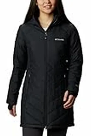 Columbia Heavenly Long Hooded Jacket, Chaqueta Acolchada Con Capucha para Mujer, Black, Talla XS